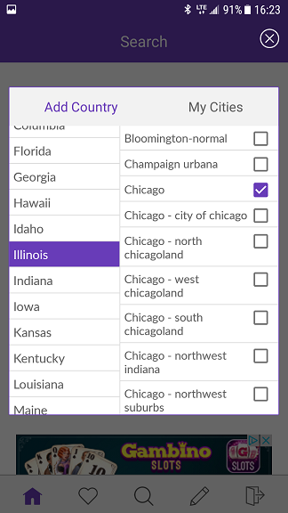 location selection craigslist android app