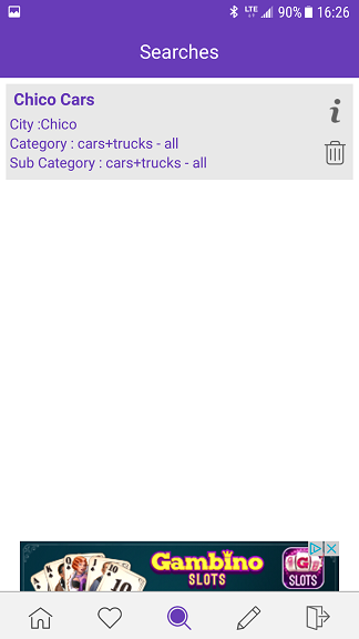 view saved searches craigslist android app